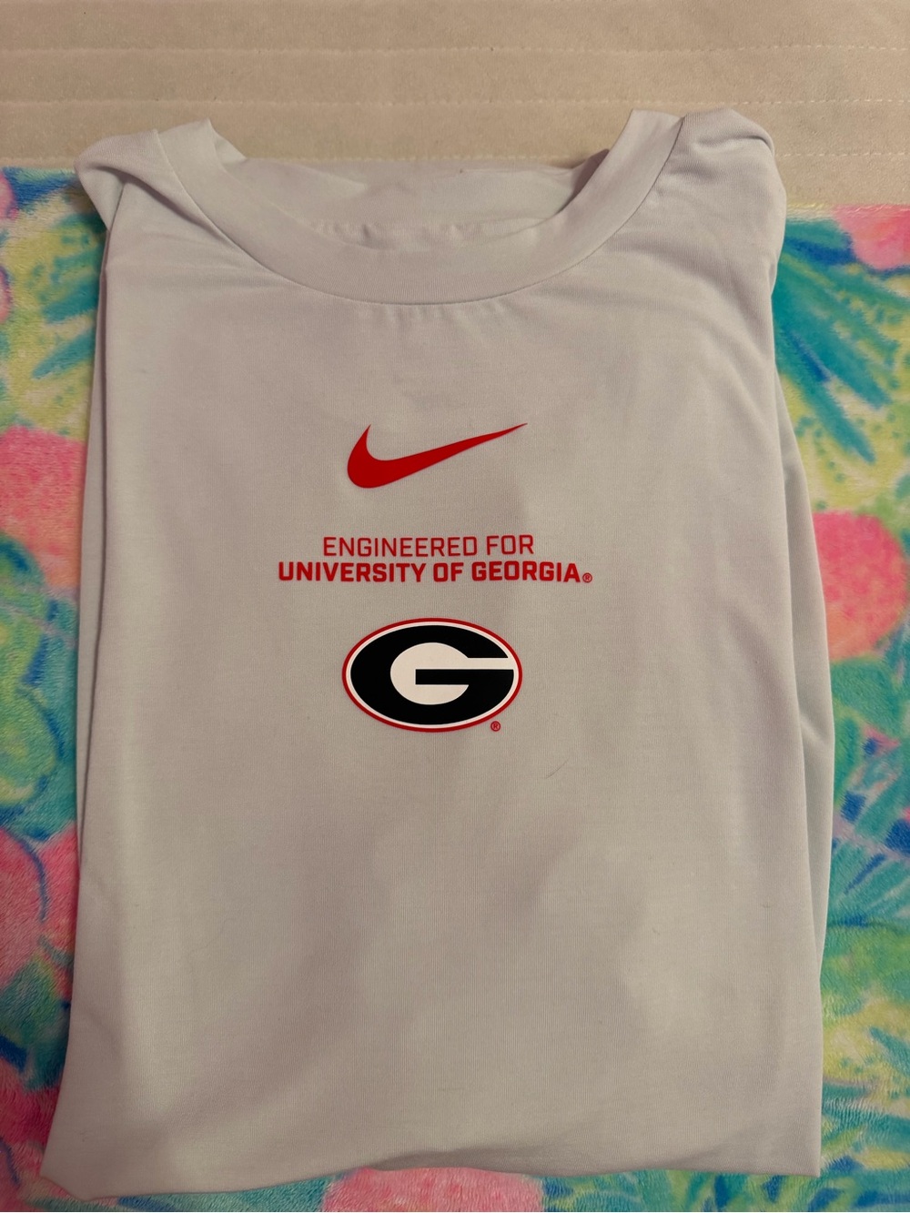 Nike White University of Georgia Graphic Tee with Red Swoosh